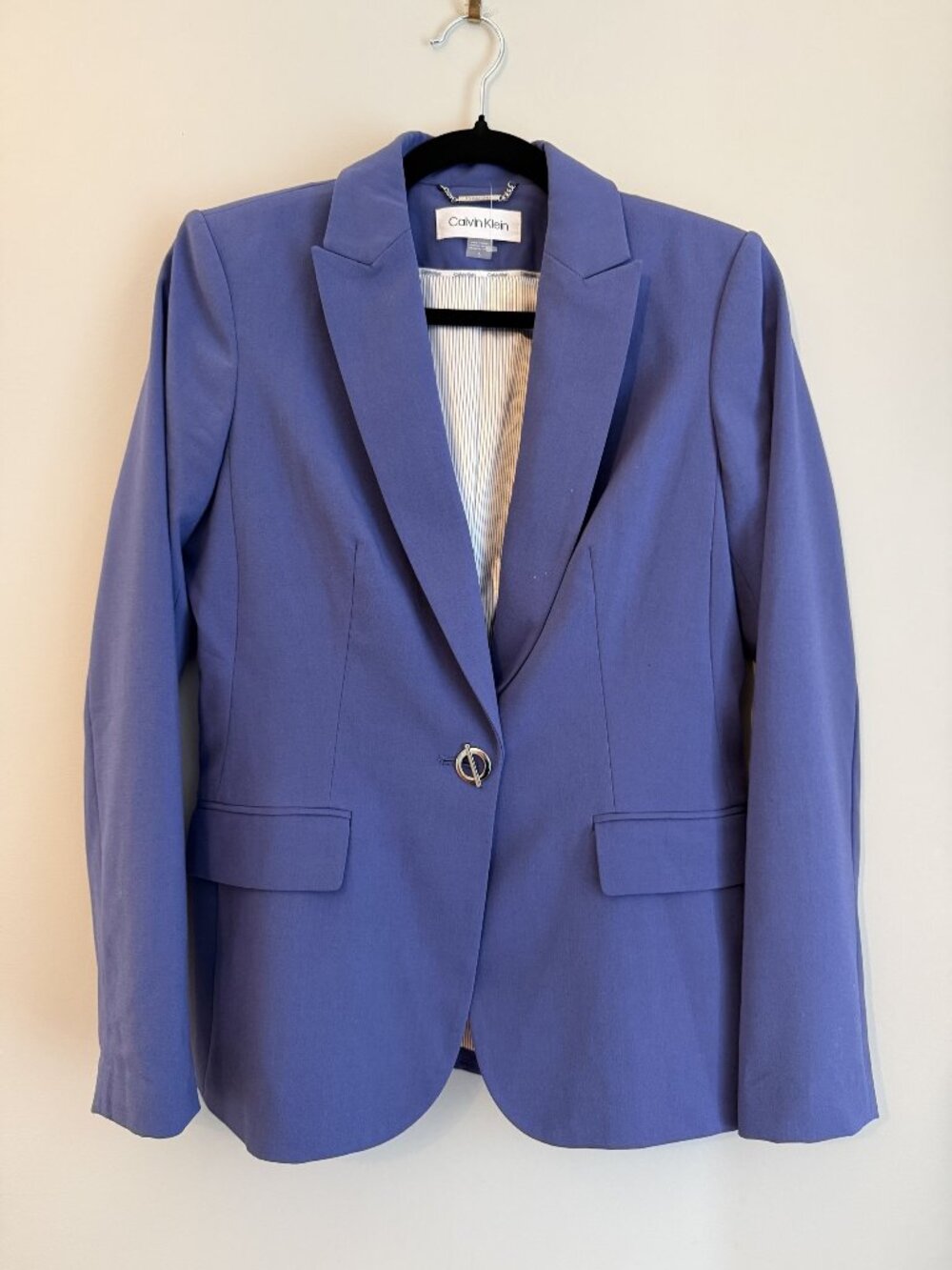 NEW Calvin Klein One Button Women's Blazer Periwinkle Blue Size US 6 [jb]
